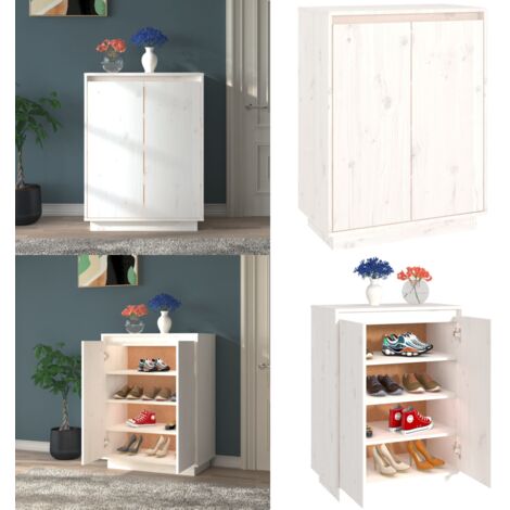 Scarpiera Bianca 60x35x80 cm in Legno Massello di Pino - Scarpiera da interno - Scarpiera da parete