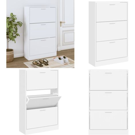 Scarpiera Bianca 63x24x103 cm in Legno Multistrato - Scarpiera moderna - Scarpiera da ingresso