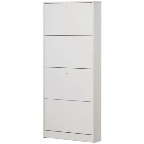 scarpiera bianca con 4 ante, 62x148x18 cm