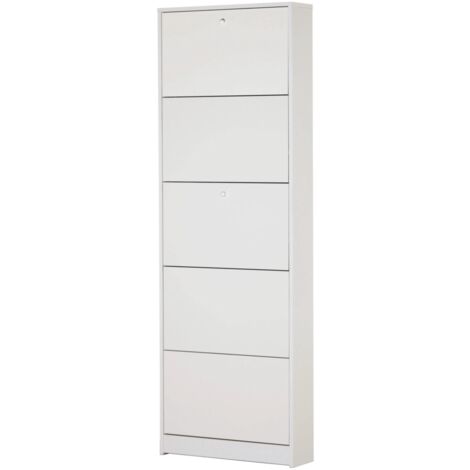 scarpiera bianca con 5 ante, 62x182x18 cm