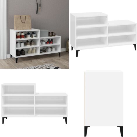 Scarpiera Bianco Lucido 102x36x60 cm in Legno Multistrato - Scarpiera da interno - Scarpiera da casa