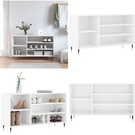 Scarpiera Bianco Lucido 102x36x60 cm in Legno Multistrato - Scarpiera da interno - Scarpiera per casa
