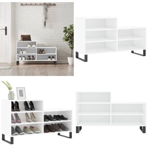 Scarpiera Bianco Lucido 102x36x60 cm in Legno Multistrato - Scarpiera da interno - Scarpiera per casa