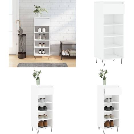 Scarpiera Bianco Lucido 40x36x105 cm in Legno Multistrato - Scarpiera per casa - Scarpiera per appartamento