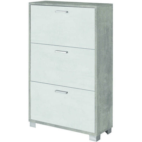 SCARPIERA CEMENTO 70X29XH118CM 3 RIBALTE BIANCHE