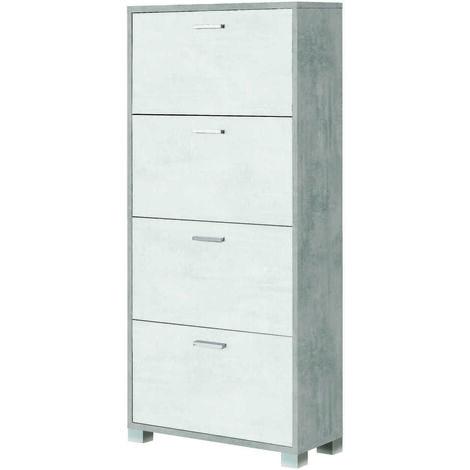 SCARPIERA CEMENTO 70X29XH154CM 4 RIBALTE BIANCHE