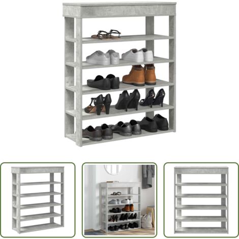 Scarpiera cemento - Scarpiera Rovere Cemento 80x30x98 cm in Legno Multistrato