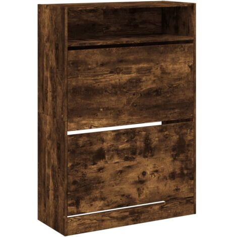 Scarpiera con 2 Cassetti Ribaltabili Rovere Fumo 80x34x116 cm vidaXL