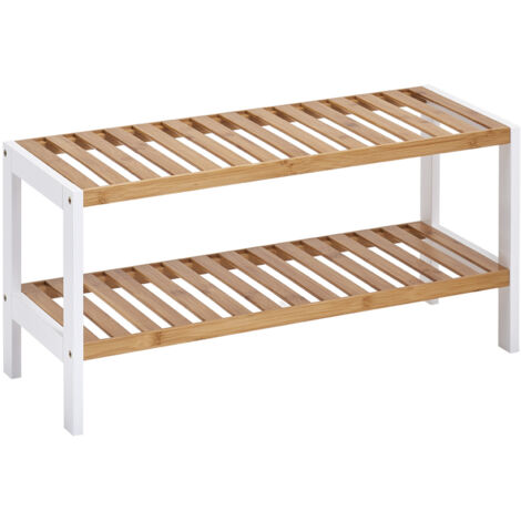 Scarpiera Con 2 Ripiani Bamboo/MDF Bianco