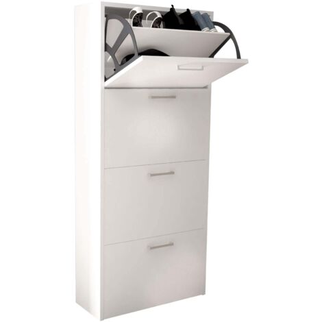 Scarpiera con 4 ante a ribalta salvaspazio di colore Bianco mod. Molly