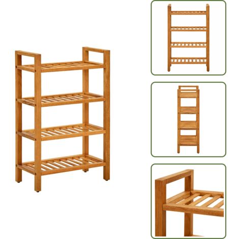 Scarpiera con 4 ripiani - vidaXL Scarpiera con 4 Ripiani 50x27x80 cm in Legno Massello di Rovere - Scarpiera decorativa