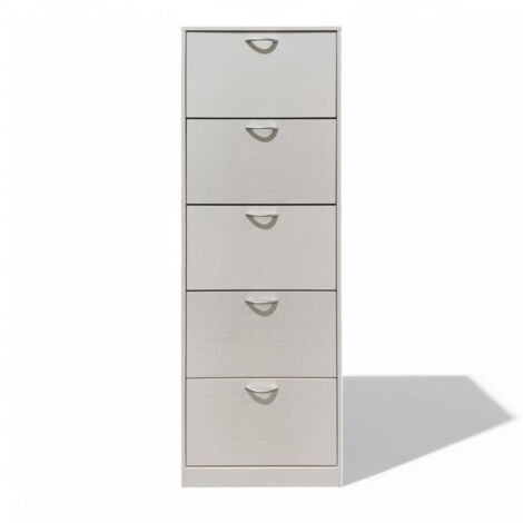 Scarpiera con 5 ante in legno truciolare bilaminato bianco 60x24xH180 cm