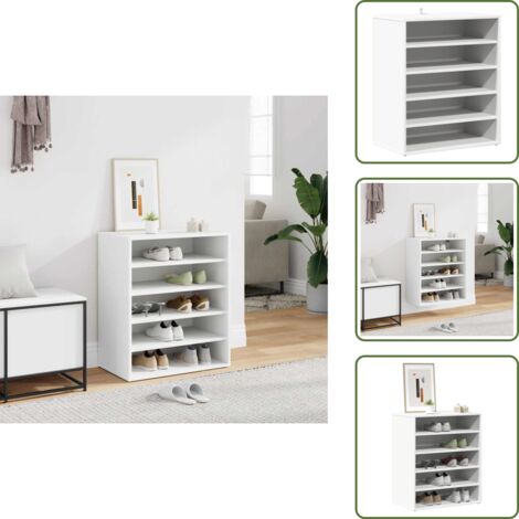 Scarpiera con 5 ripiani - vidaXL Scarpiera Bianca 60x35x70 cm in Truciolato - Scarpiera per scarpe