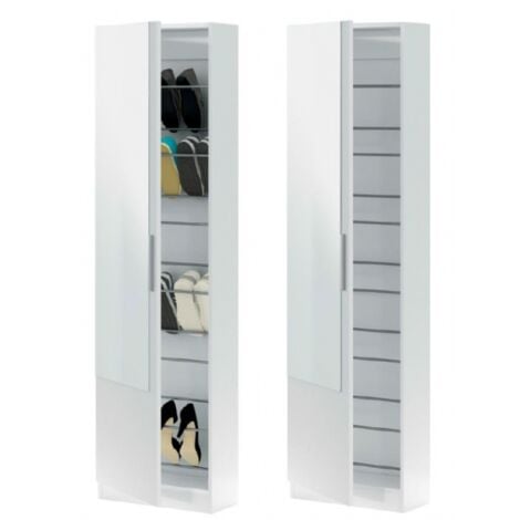 Scarpiera con anta a specchio 50x22x180 cm bianco opaco - Irlanda