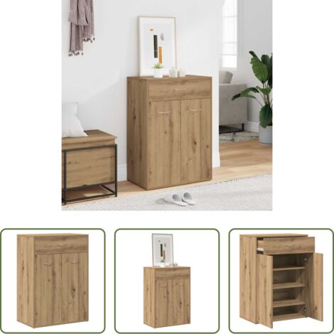 Scarpiera con ante -  Scarpiera Rovere Artigianale 60x35x84 cm in Legno Multistrato