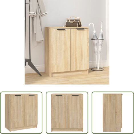 Scarpiera con ante -  Scarpiera Rovere Sonoma 59x35x70 cm in Legno Multistrato