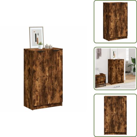 Scarpiera con ante - vidaXL Scarpiera Rovere Fumo 59x35x100 cm in Legno Multistrato - Scarpiera per scarpe