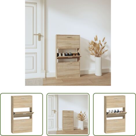 Scarpiera con cassetti -  Scarpiera Rovere 59x17x108 cm in Legno Multistrato