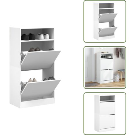 Scarpiera con cassetti - vidaXL Scarpiera Bianca 60x34x116 cm in Legno Multistrato - Scarpiera per casa