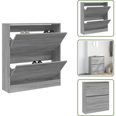 Scarpiera con cassetti - vidaXL Scarpiera Grigio Sonoma 80x21x87,5 cm in Legno Multistrato - Scarpiera per spazi ridotti