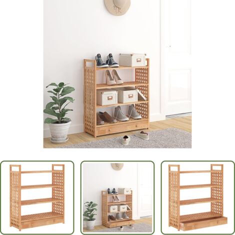 Scarpiera con cassetto -  Scarpiera con Cassetto 70x27x81 cm Legno Massello di Noce
