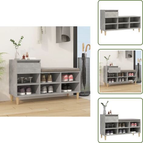 Scarpiera con cassetto - vidaXL Scarpiera Grigio Cemento 102x36x60 cm in Legno Multistrato - Scarpiera con scomparti