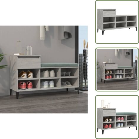Scarpiera con cassetto - vidaXL Scarpiera Grigio Cemento 102x36x60 cm in Legno Multistrato - Scarpiera con scomparti