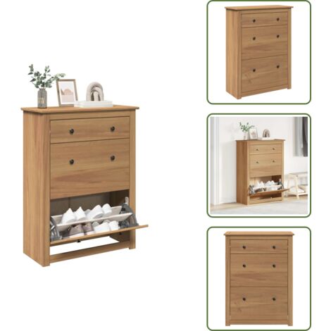Scarpiera con cassetto - vidaXL Scarpiera Panama 80x35x105 cm Legno Massello di Pino - Scarpiera con ante a ribalta