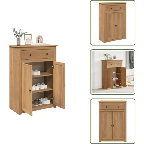 Scarpiera con cassetto - vidaXL Scarpiera Panama 80x40x114 cm Legno Massello di Pino - Scarpiera in legno massello