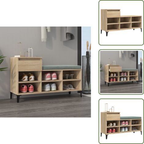 Scarpiera con cassetto - vidaXL Scarpiera Rovere Sonoma 102x36x60 cm in Legno Multistrato - Scarpiera con scomparti