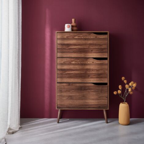 Scarpiera con decoro in legno, 3 ante