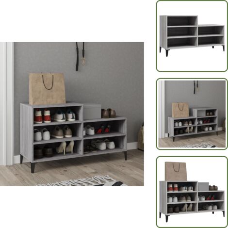 Scarpiera con mensole - vidaXL Scarpiera Grigio Sonoma 102x36x60 cm in Legno Multistrato - Scarpiera da casa