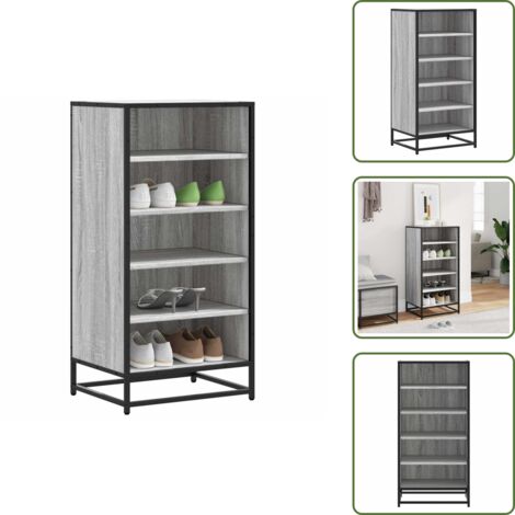 Scarpiera con mensole - vidaXL Scarpiera Grigio Sonoma 48x38x97,5 cm in Legno Multistrato - Scarpiera per casa