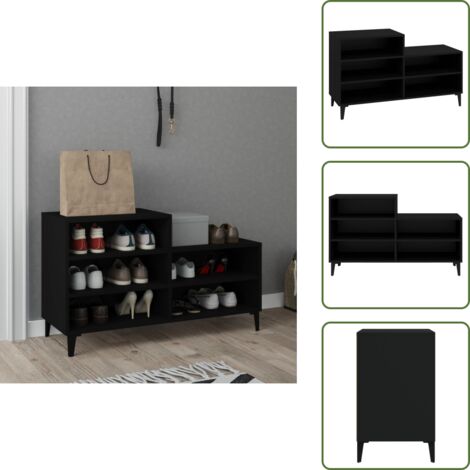 Scarpiera con mensole - vidaXL Scarpiera Nera 102x36x60 cm in Legno Multistrato - Scarpiera in legno multistrato