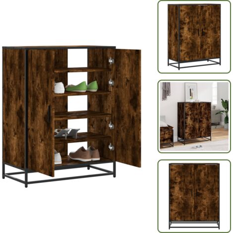 Scarpiera con mensole - vidaXL Scarpiera Rovere Fumo 75x38x97,5 cm Legno Multistrato Metallo - Scarpiera per casa