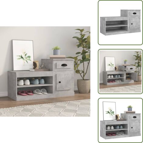 Scarpiera con mobile alto - vidaXL Scarpiera Grigio Cemento 100x42x60 cm in Legno Multistrato - Scarpiera per scarpe