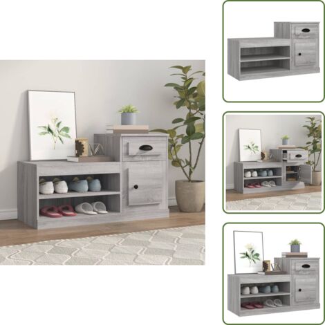Scarpiera con mobile alto - vidaXL Scarpiera Grigio Sonoma 100x42x60 cm in Legno Multistrato - Scarpiera per scarpe