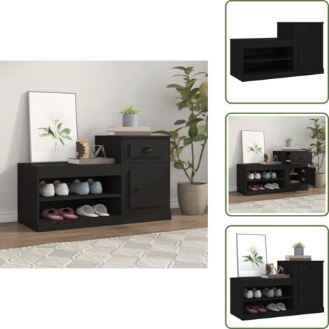 Scarpiera con mobile alto - vidaXL Scarpiera Nera 100x42x60 cm in Legno Multistrato - Scarpiera per scarpe