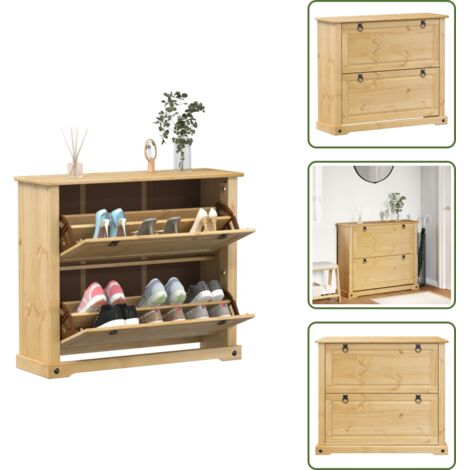 Scarpiera con piano - vidaXL Scarpiera Corona 99x32x85 cm in Legno Massello di Pino - Scarpiera per casa