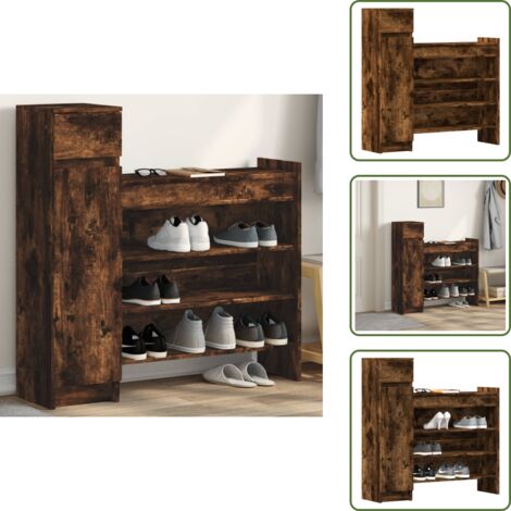 Scarpiera con ripiani - vidaXL Scarpiera Rovere Fumo 100,5x28x100 cm in Legno Multistrato - Scarpiera con ante