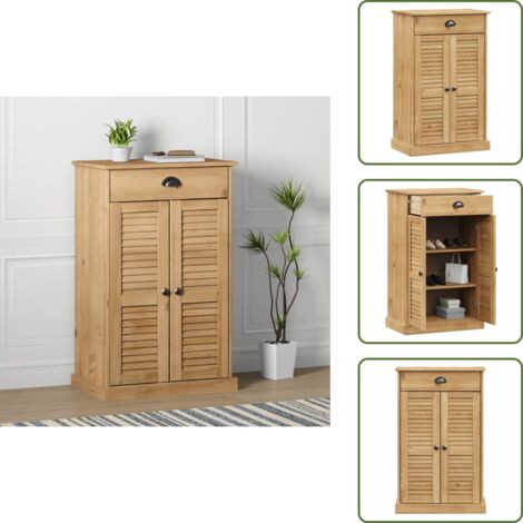 Scarpiera con ripiani - vidaXL Scarpiera VIGO 60x35x96 cm in Legno Massello di Pino - Scarpiera con ventilazione