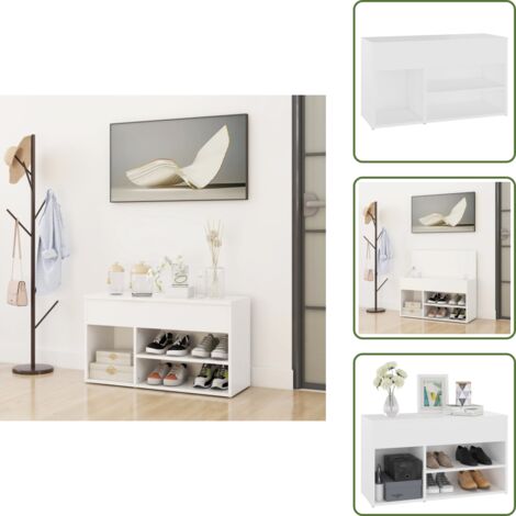 Scarpiera con ripiano - vidaXL Panca Portascarpe Bianco 103x30x54,5 cm in Truciolato - Scarpiera con cassettiera