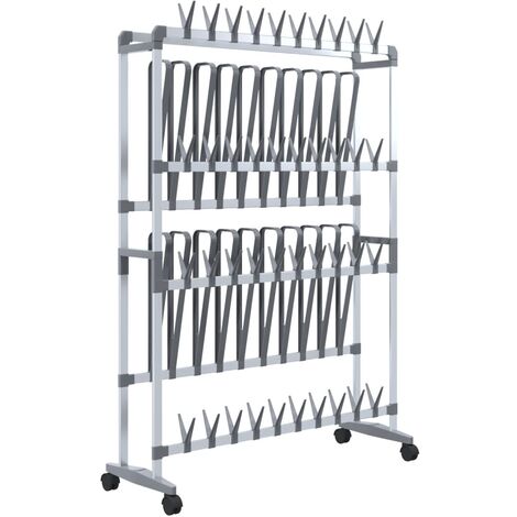 Scarpiera con Ruote Argento 89x27x120 cm vidaXL