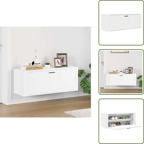 Scarpiera con scomparti - vidaXL Scarpiera a Muro Bianca 100x35x38 cm in Legno Multistrato - Scarpiera anta a ribalta