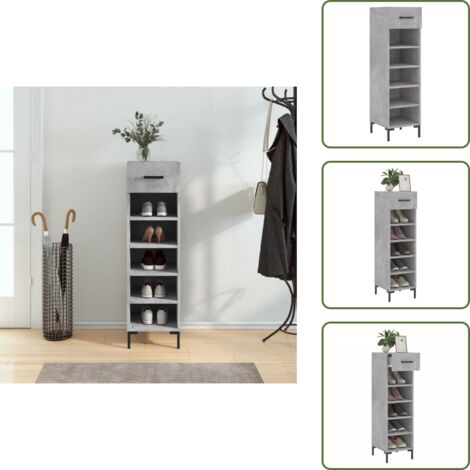 Scarpiera con scomparti - vidaXL Scarpiera Grigio Cemento 30x35x105 cm in Legno Multistrato - Scarpiera per scarpe