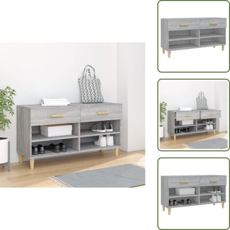 Scarpiera con scomparti - vidaXL Scarpiera Grigio Sonoma 102x35x55 cm in Legno Multistrato - Scarpiera per scarpe