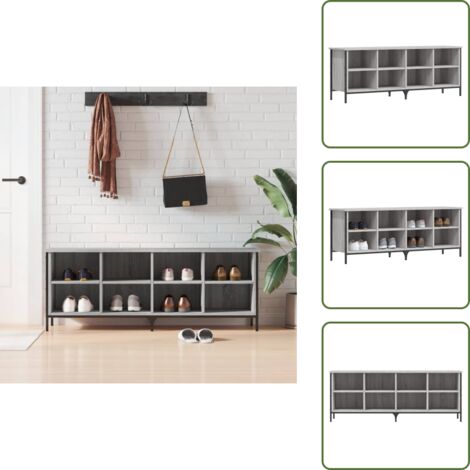 Scarpiera con scomparti - vidaXL Scarpiera Grigio Sonoma 131x35x50 cm in Legno Multistrato - Scarpiera da parete