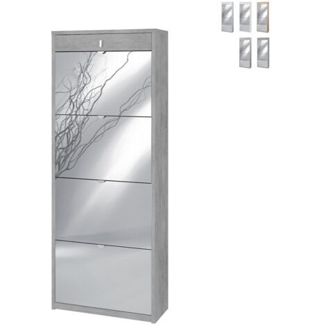 Scarpiera con specchio naturale 4 ante a ribalta e 1 cassetto h164 l63 p29 cm colore cemento sk568spk sarmog - Sarmog