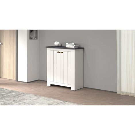 Scarpiera contemporanea 2 ante Silm Bianco Opaco e Ardesia