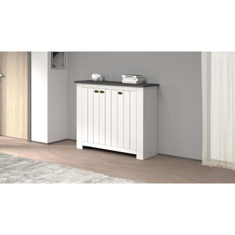 Scarpiera contemporanea 3 ante Silm Bianco Opaco e Ardesia